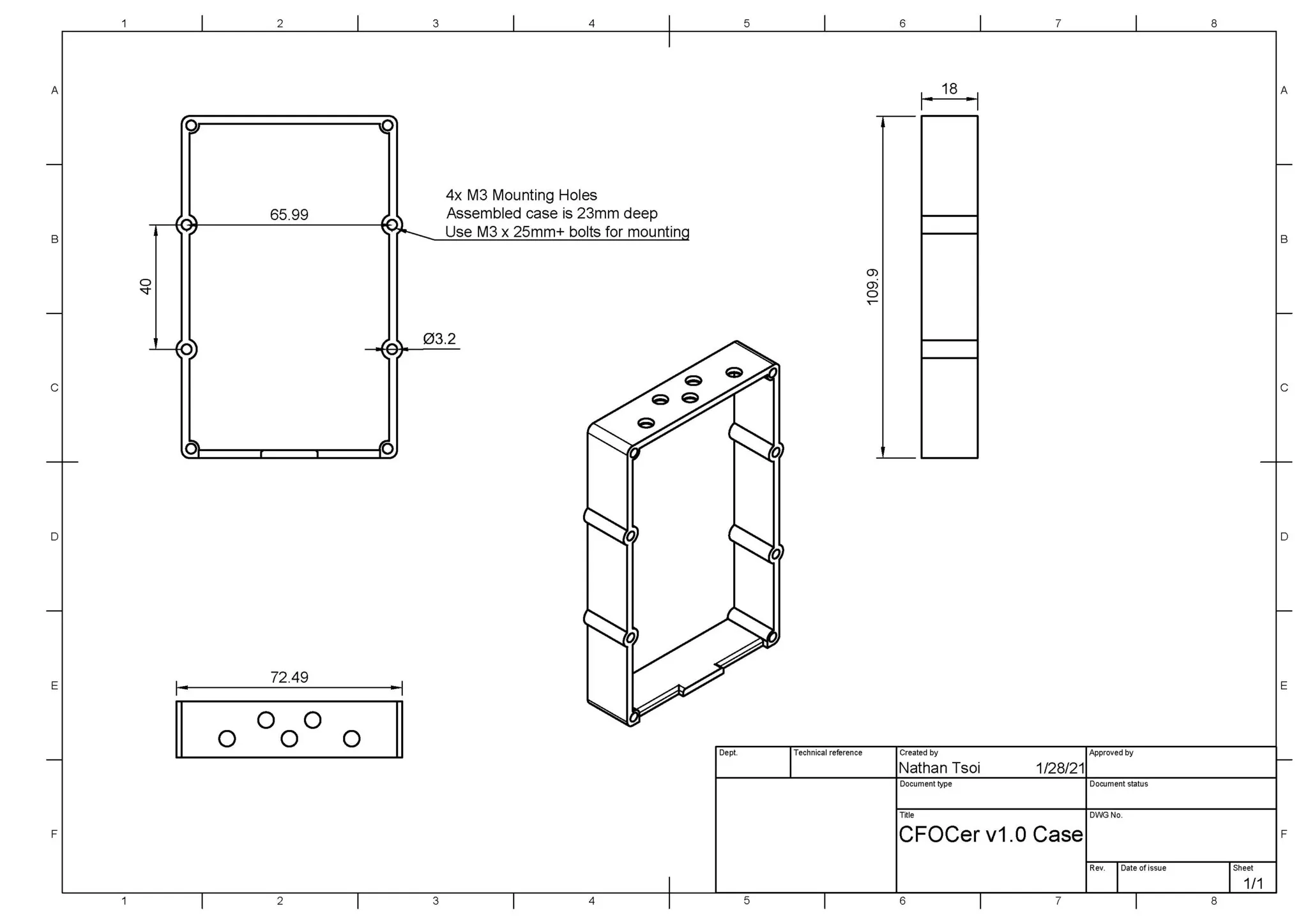 Vertile CFOCer VESC v6 case drawing.